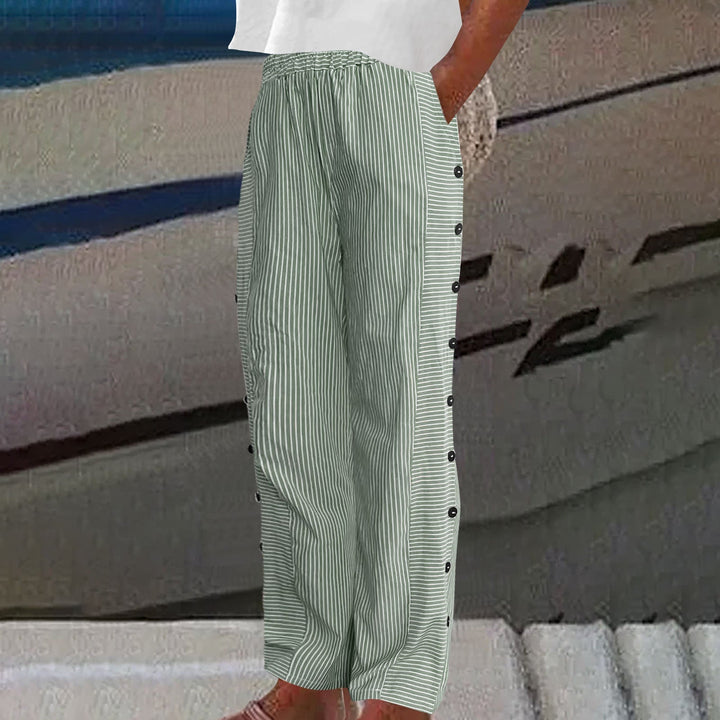 Seaside Striped Button-Up Pants