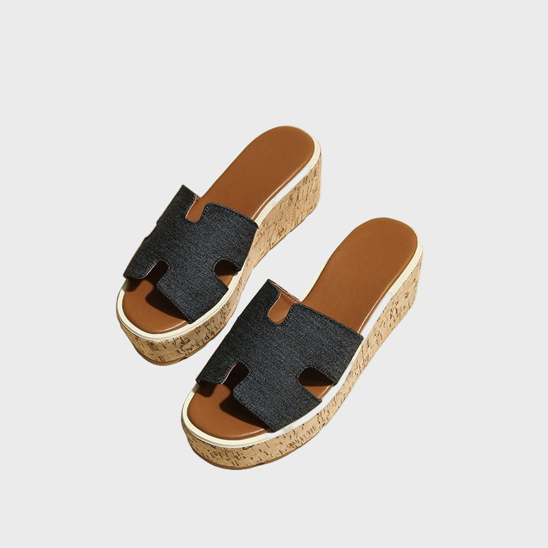 Denim Bliss Wedge Sandals