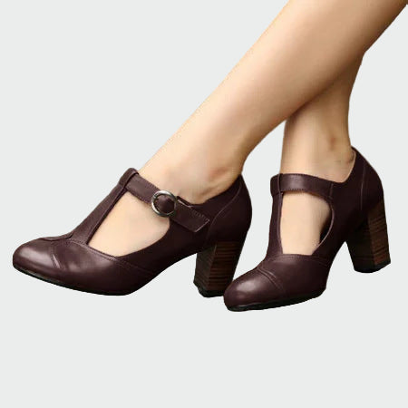 vintage t-strap block heels