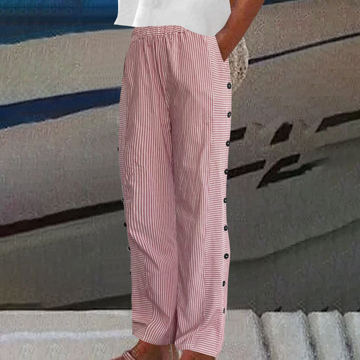 Seaside Striped Button-Up Pants