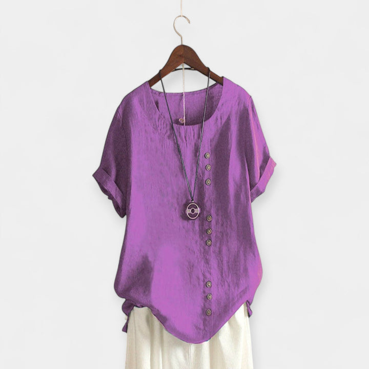 Short-Sleeve Button-Up Blouse