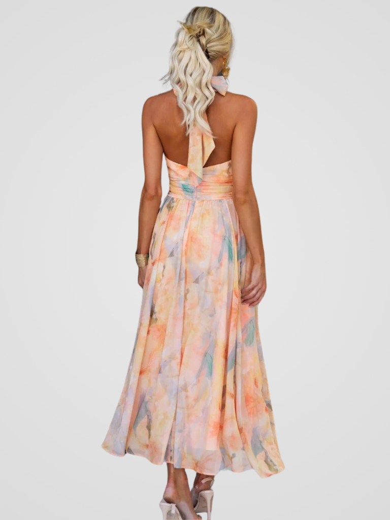Sunset Mirage Halter Maxi Dress