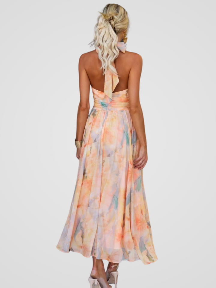 Sunset Mirage Halter Maxi Dress