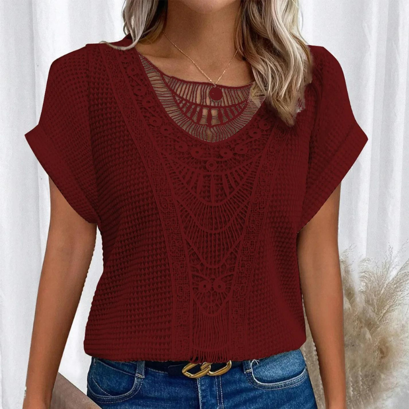 Boho Lace Accent Knit Top