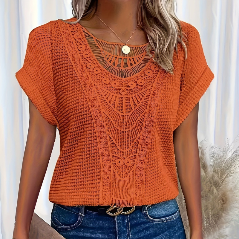 Boho Lace Accent Knit Top