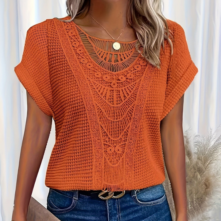 Boho Lace Accent Knit Top