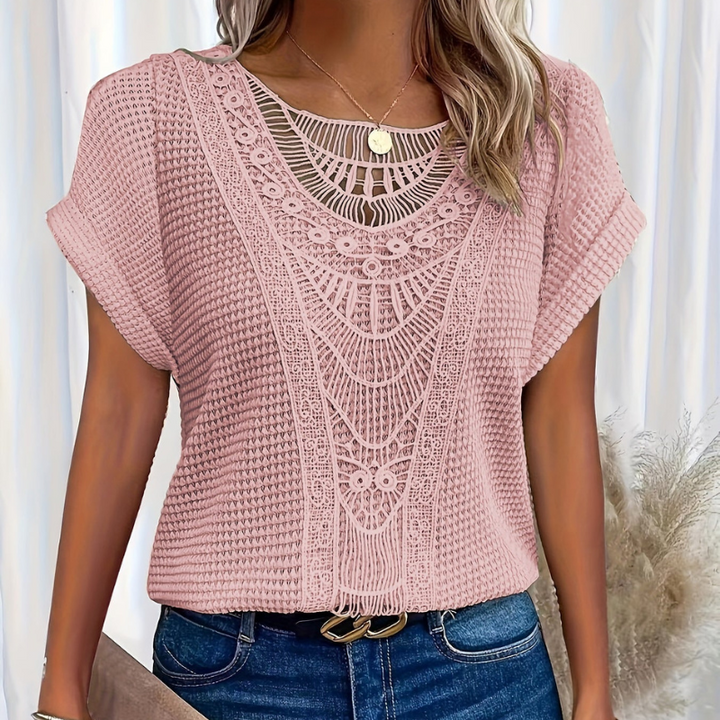 Boho Lace Accent Knit Top