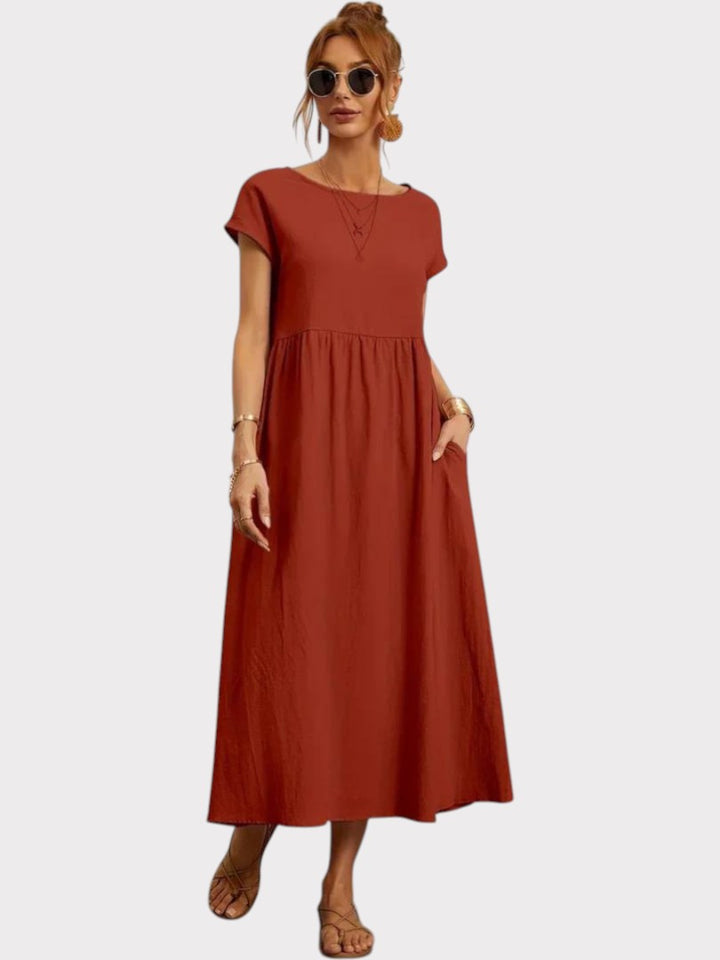 Crimson Breeze Midi Dress