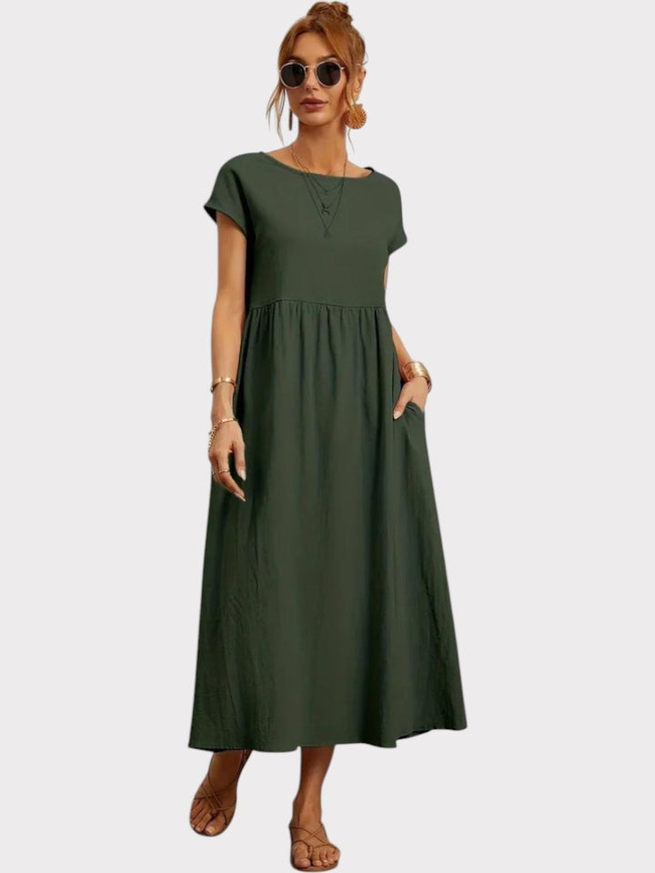 Crimson Breeze Midi Dress