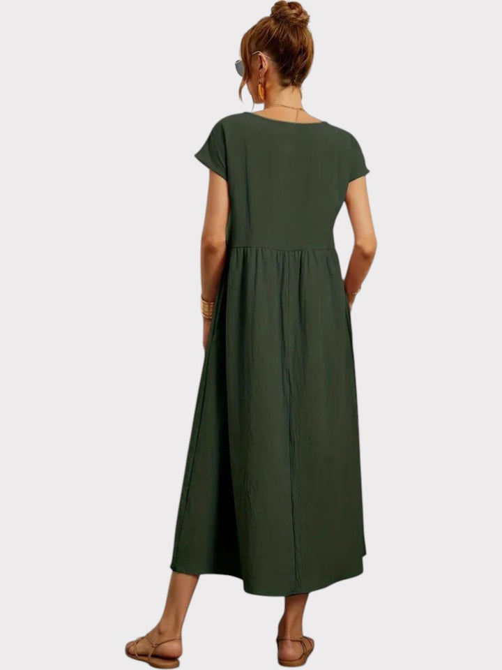 Crimson Breeze Midi Dress