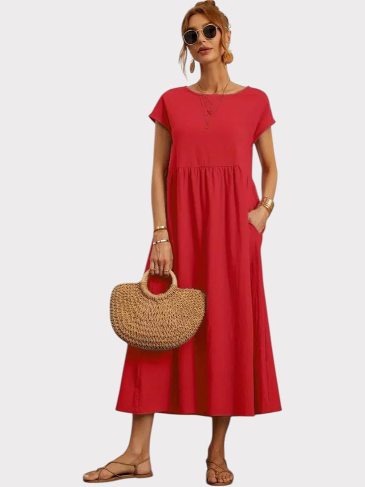 Crimson Breeze Midi Dress