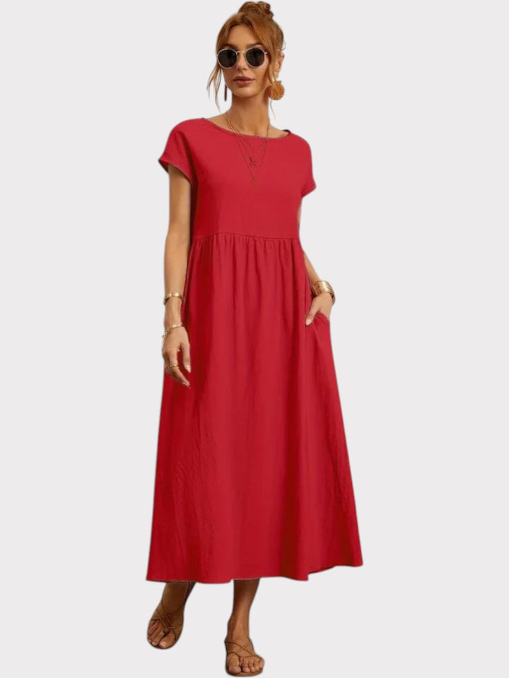 Crimson Breeze Midi Dress