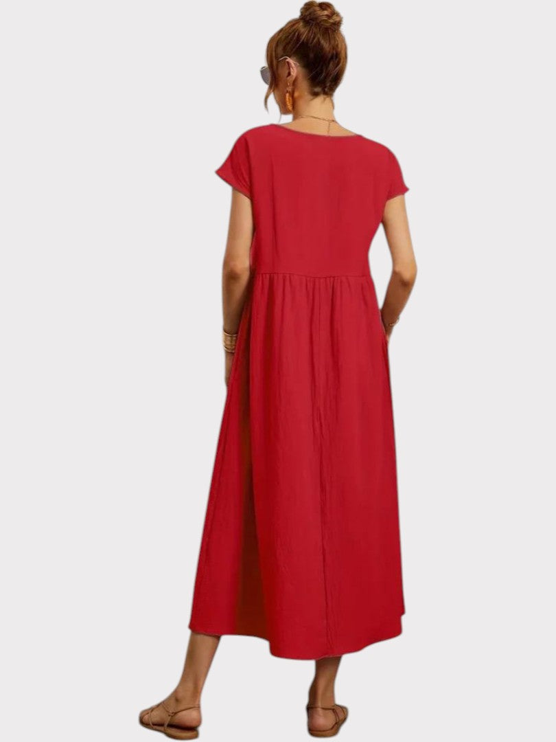 Crimson Breeze Midi Dress
