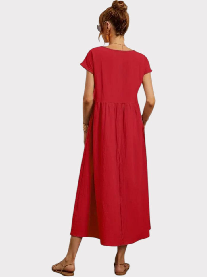 Crimson Breeze Midi Dress