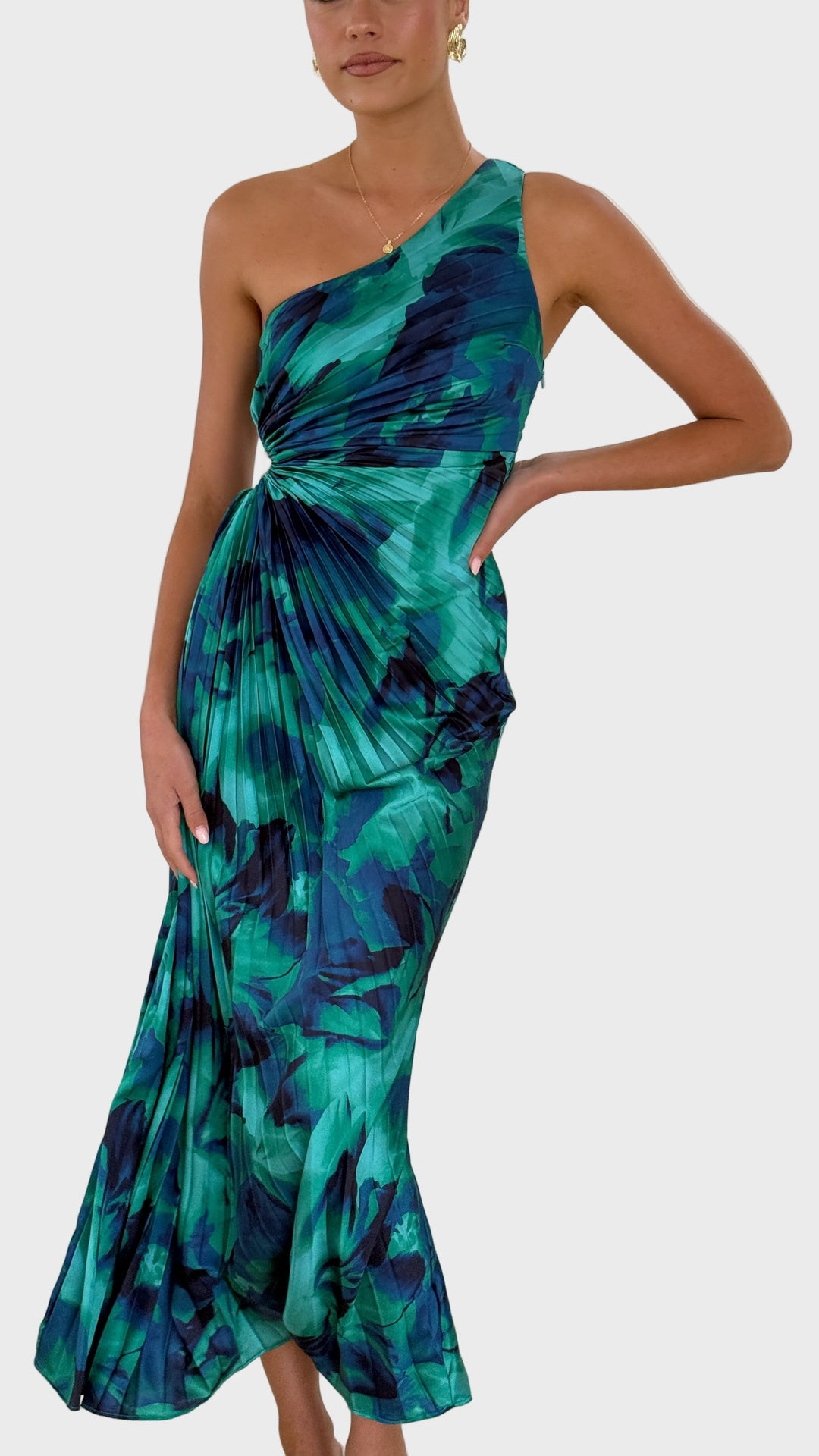 Ocean Breeze One-Shoulder Maxi Dress