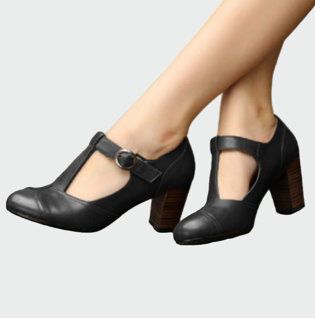 vintage t-strap block heels