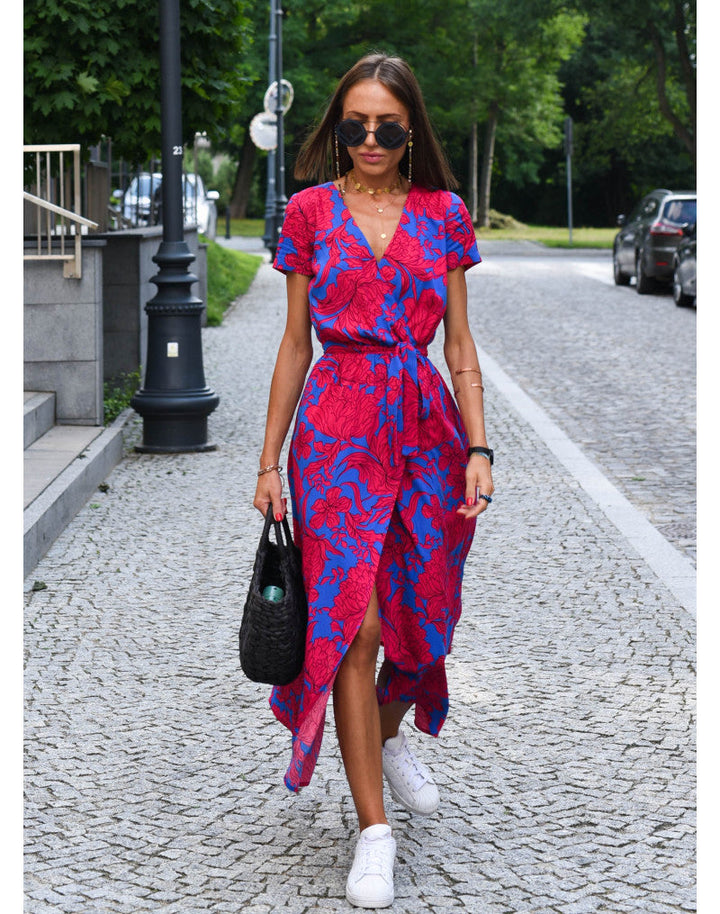 Vibrant Garden Wrap Maxi Dress