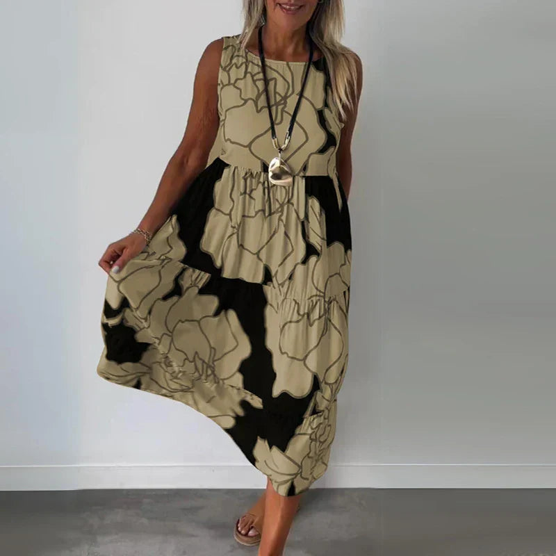 Flowing Abstract Bloom Maxi Dress