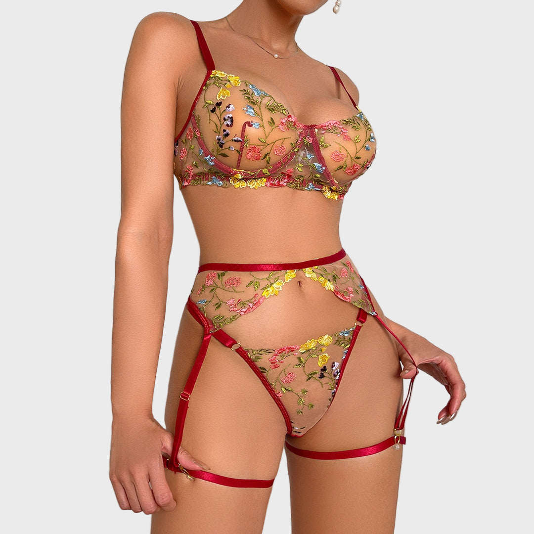 Flora Mystique Embroidered Lingerie Set