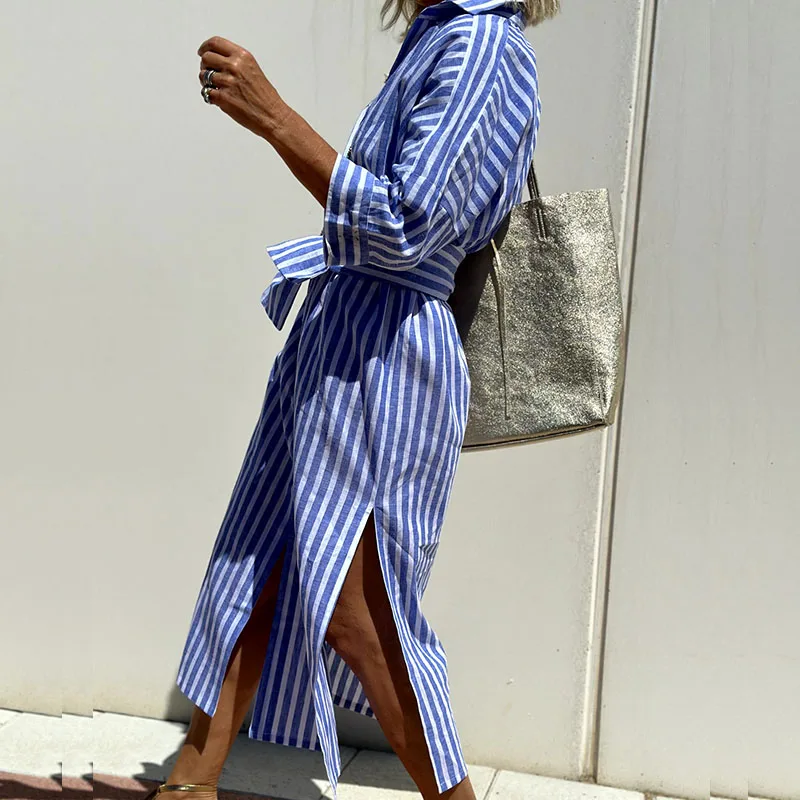 Coastal Breeze Striped Shirt Dress