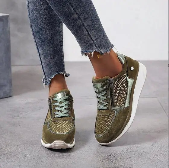 SilverSpark Wedge Sneakers
