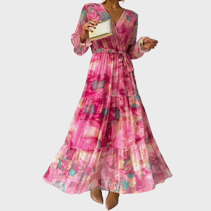 Vibrant Pink Floral Maxi Dress