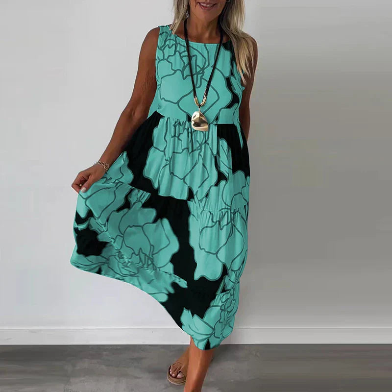Flowing Abstract Bloom Maxi Dress