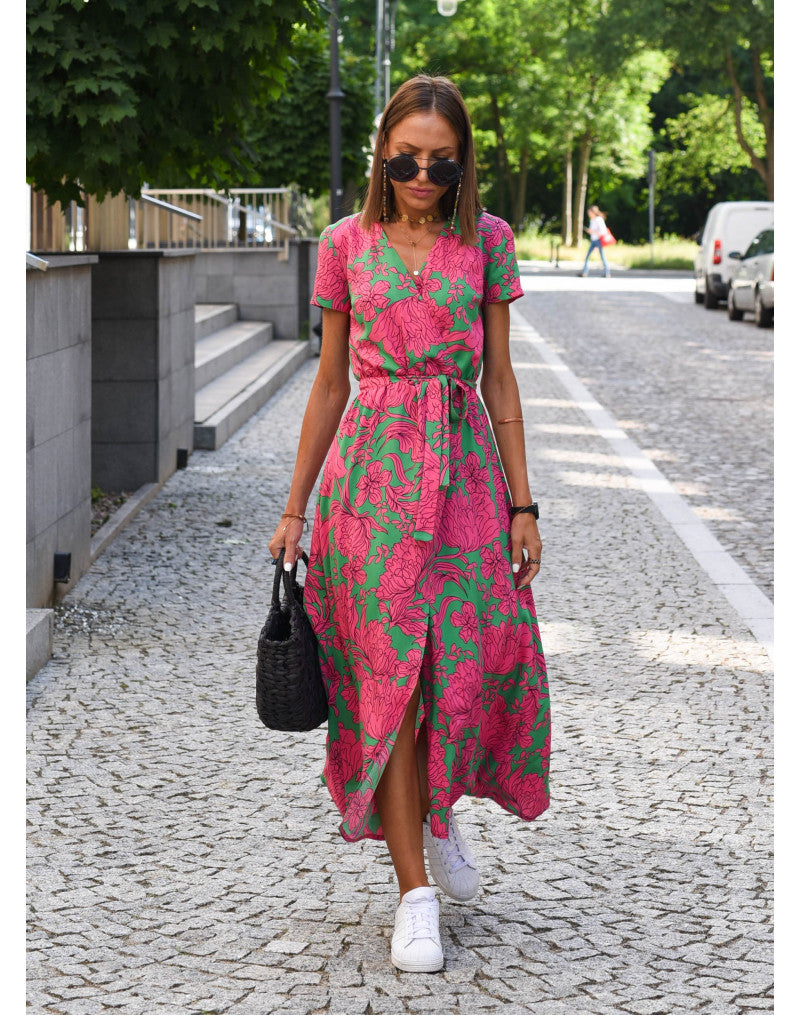 Vibrant Garden Wrap Maxi Dress