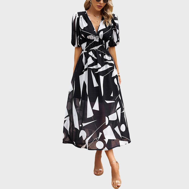 V-neck midi dress