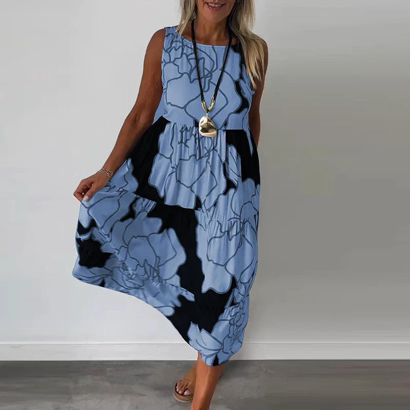 Flowing Abstract Bloom Maxi Dress