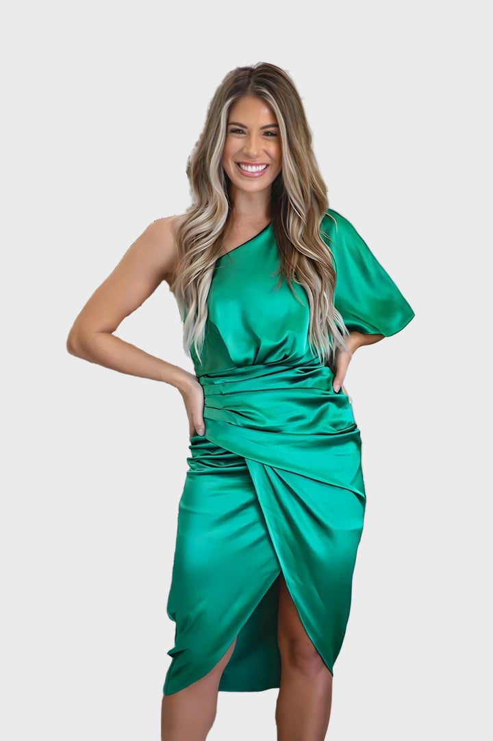 Elegant  One-Shoulder Satin Dress
