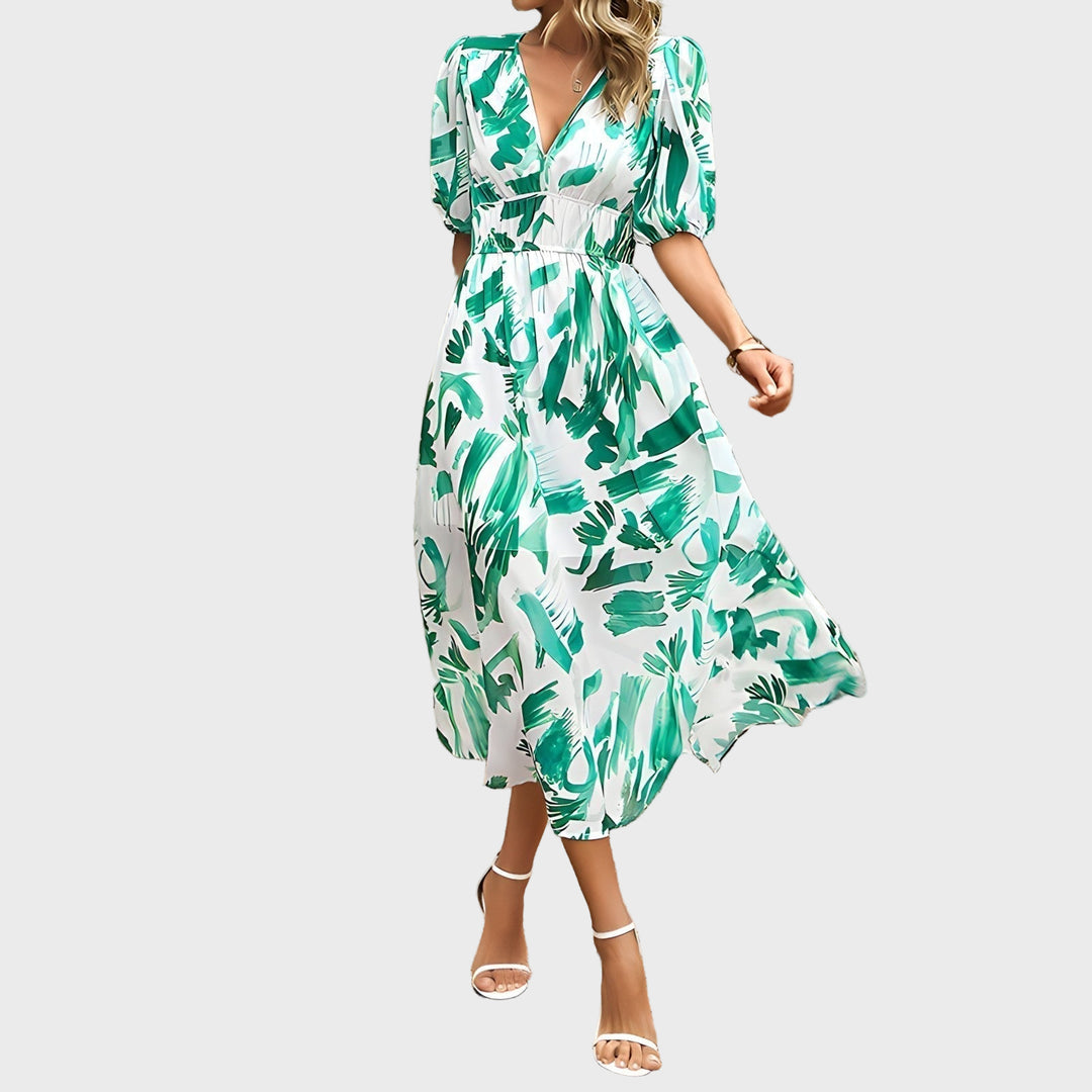 V-neck midi dress