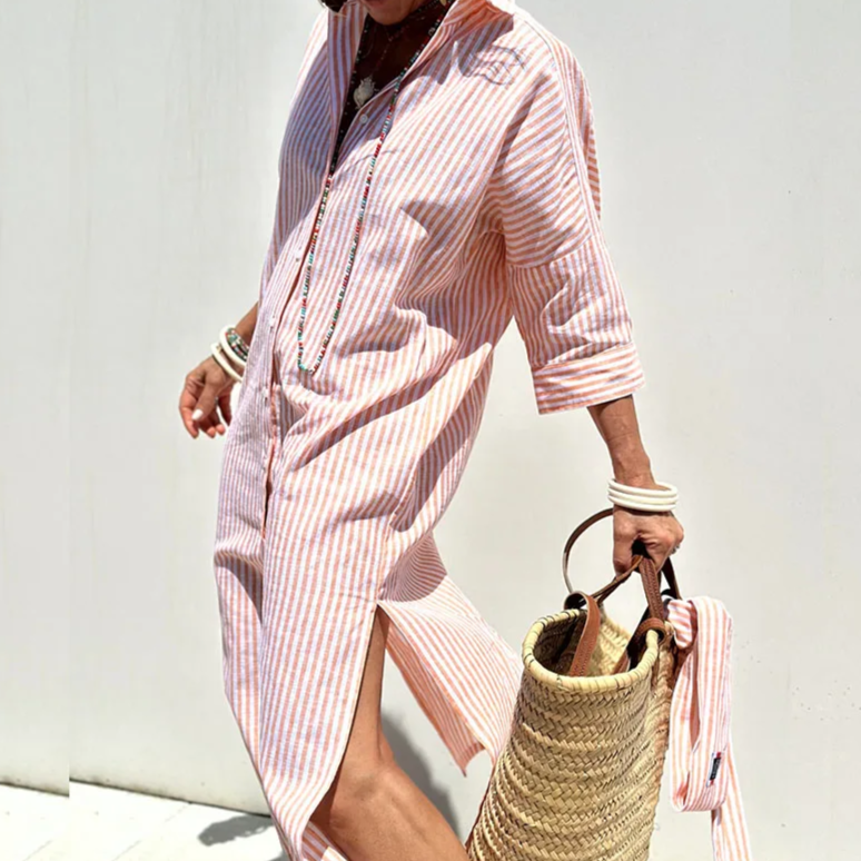 Coastal Breeze Striped Shirt Dress