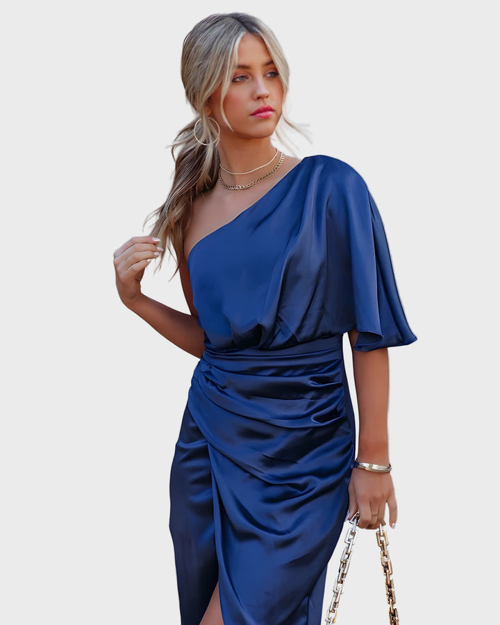 Elegant  One-Shoulder Satin Dress
