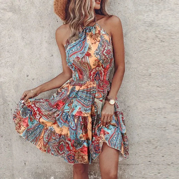 Bohemian Sunset Halter Dress