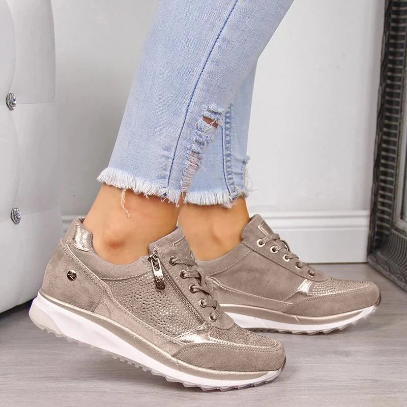 SilverSpark Wedge Sneakers