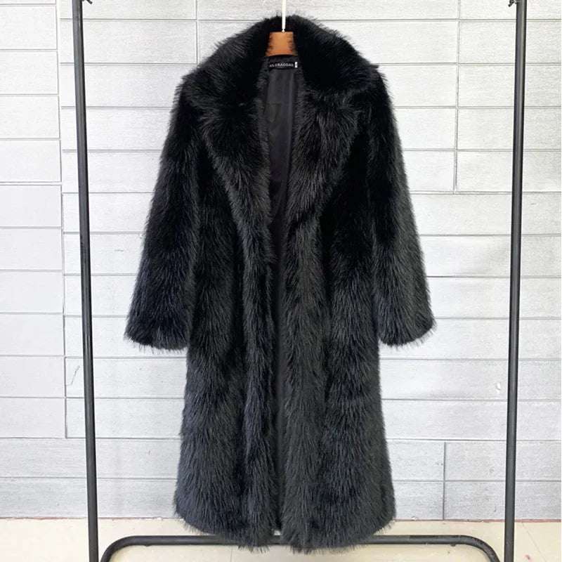 Arctic Elegance Long Faux Fur Coat