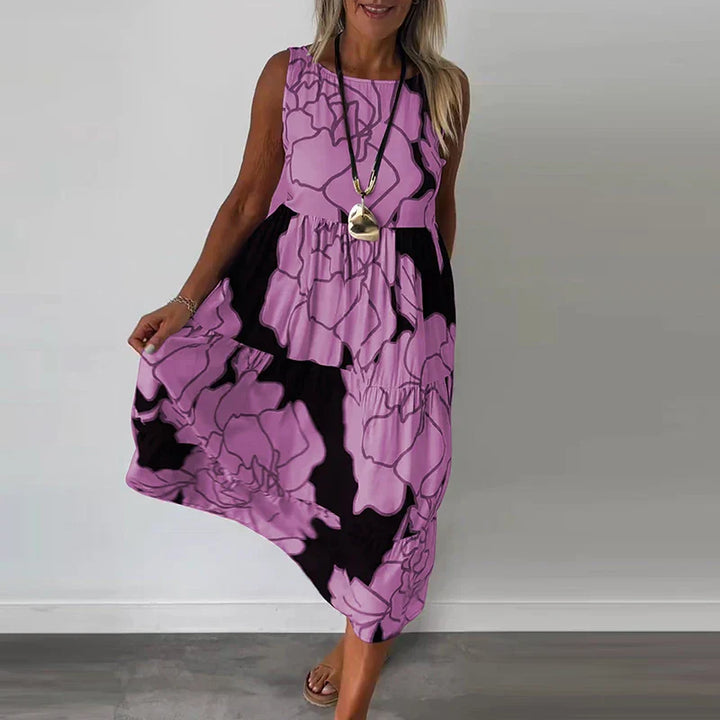 Flowing Abstract Bloom Maxi Dress