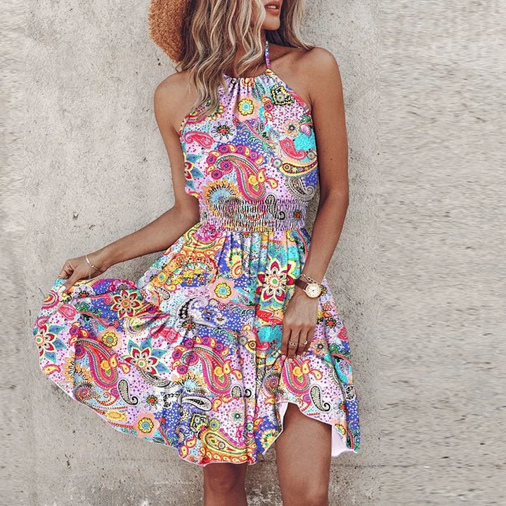 Bohemian Sunset Halter Dress