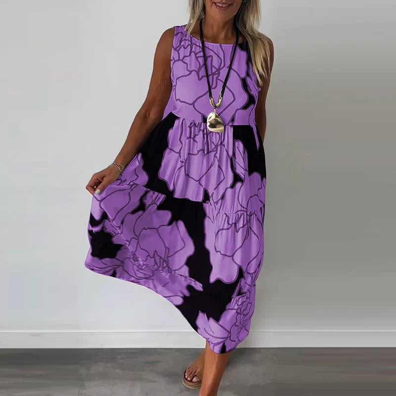 Flowing Abstract Bloom Maxi Dress