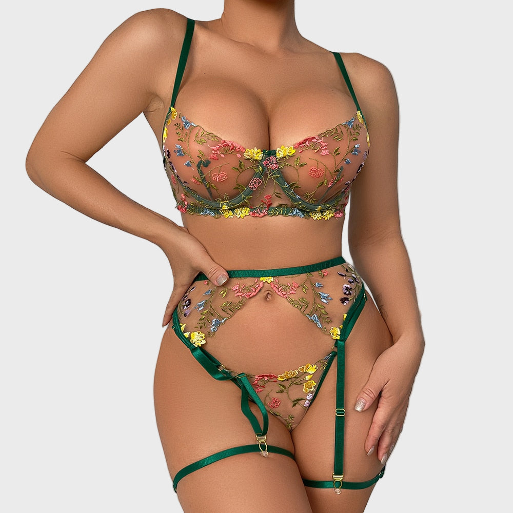 Flora Mystique Embroidered Lingerie Set