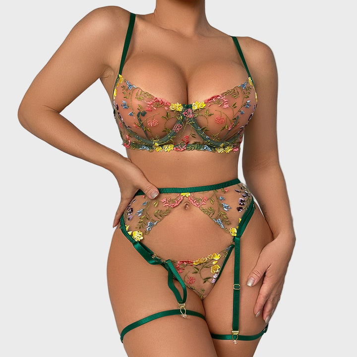 Flora Mystique Embroidered Lingerie Set