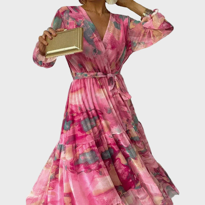 Vibrant Pink Floral Maxi Dress