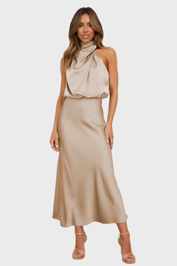 Grace High-Neck Midi Dress