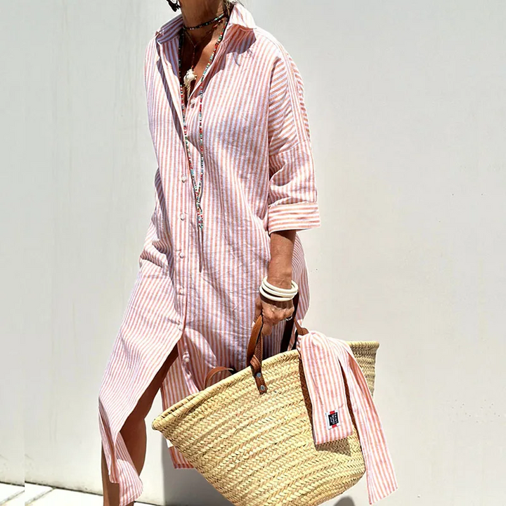 Coastal Breeze Striped Shirt Dress