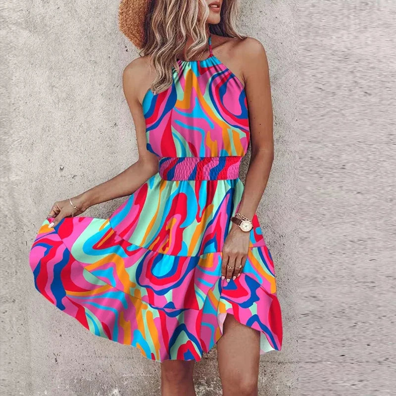 Bohemian Sunset Halter Dress