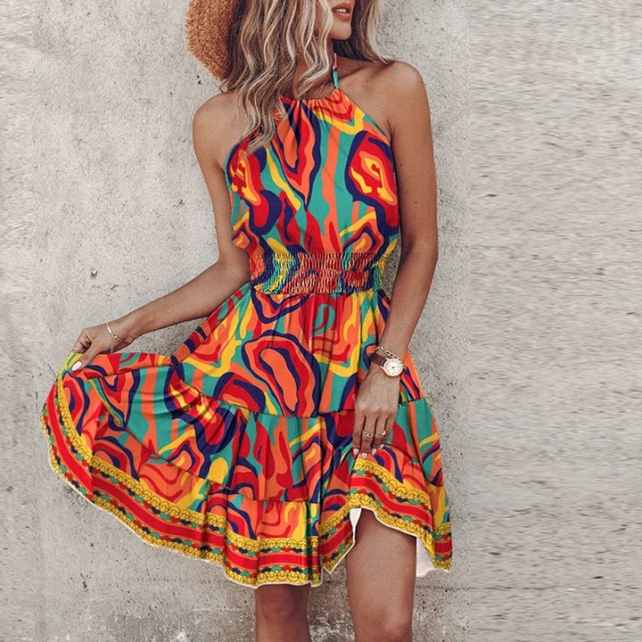 Bohemian Sunset Halter Dress