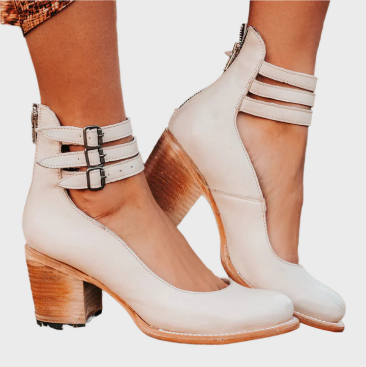 Rustic Charm Double-Strap Block Heels