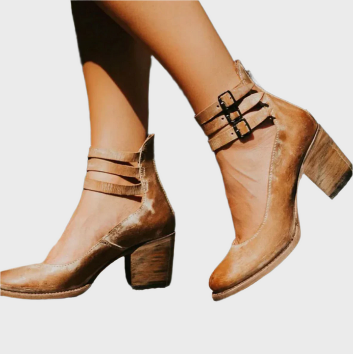 Rustic Charm Double-Strap Block Heels