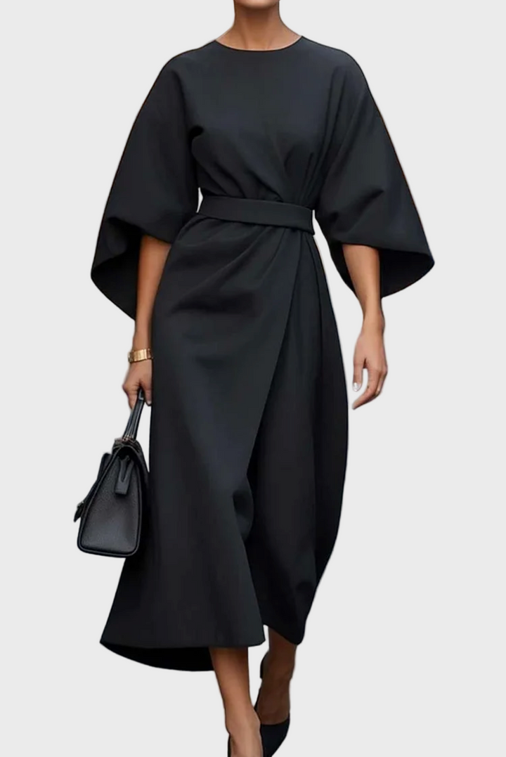 Midnight Elegance Kimono-Sleeve Dress